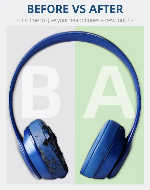 Alt view image 4 of 5 - Replacement Earpads for Beats Solo Pro (Dark Blue) | Protein leather ear cushions for Beats Solo Pro. Comfortable, durable, and noise-isolating. Easy to replace worn pads