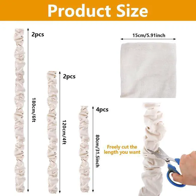 Alt view image 2 of 6 - 8Pcs Fabric Cord Cover for Electric Wire 2Pcs 6 Ft, 2Pcs 4Ft, 4Pcs 2.6Ft | Faux Silk Fabric Cover Sleeve Lighting Wire Cord Cover for Lamps Light Fixtures Lighting Wires Cable Management