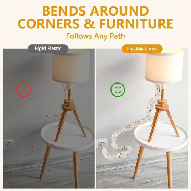 Alt view image 6 of 6 - 8Pcs Fabric Cord Cover for Electric Wire 2Pcs 6 Ft, 2Pcs 4Ft, 4Pcs 2.6Ft | Faux Silk Fabric Cover Sleeve Lighting Wire Cord Cover for Lamps Light Fixtures Lighting Wires Cable Management