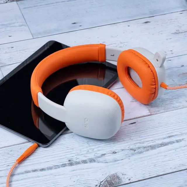 Alt view image 5 of 7 - AP-400 WonderEars Kids Headphone with Microphone, TRRS, Orange