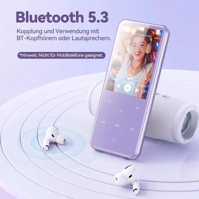 Alt view image 2 of 7 - M3 Purple MP3 Player with 2.4 inch Purple Case