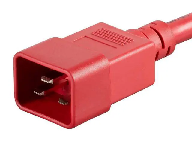 Alt view image 5 of 6 - Power Cable/Cord - 6 Feet - Red | 14AWG for PDU 15A (IEC 60320 C13 to IEC 60320 C20)
