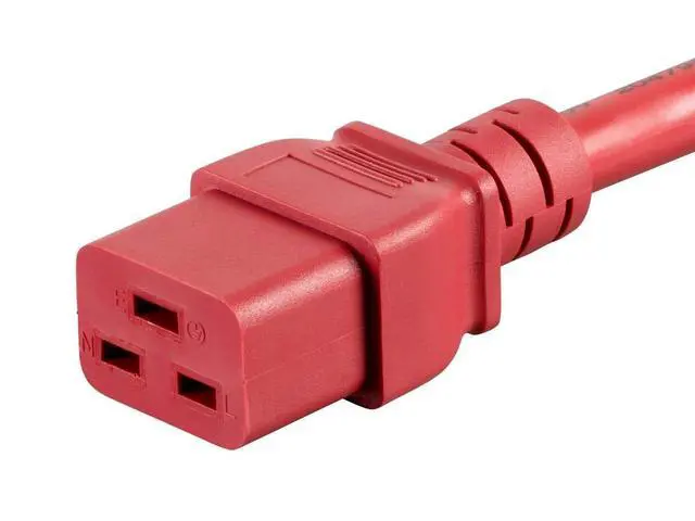 Alt view image 6 of 6 - Power Cable/Cord - 6 Feet - Red | 14AWG for PDU 15A (IEC 60320 C13 to IEC 60320 C20)