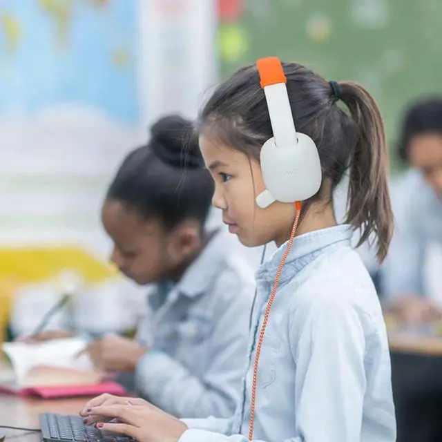 Alt view image 6 of 7 - AP-400 WonderEars Kids Headphone with Microphone, TRRS, Orange