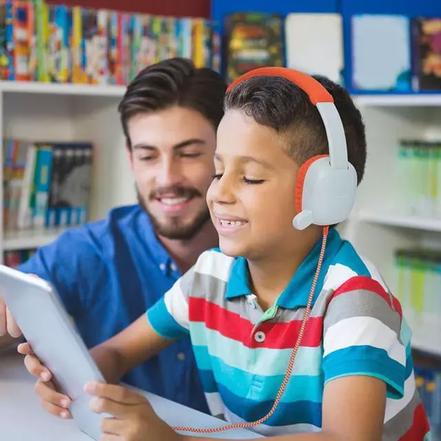 Alt view image 7 of 7 - AP-400 WonderEars Kids Headphone with Microphone, TRRS, Orange