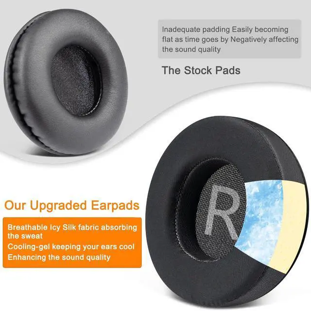 Alt view image 5 of 6 - 80mm Cooling Gel Earpads Replacement for AKG Pro Audio K175 Headphones, Ear Pads Cushions with Ice Silk Fabric, Noise Isolation Foam - K175 CG Black