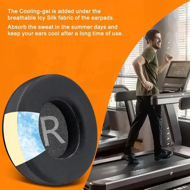 Alt view image 6 of 6 - 80mm Cooling Gel Earpads Replacement for AKG Pro Audio K175 Headphones, Ear Pads Cushions with Ice Silk Fabric, Noise Isolation Foam - K175 CG Black
