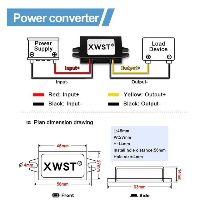 Alt view image 5 of 7 - DC DC Converter Reducer 20-90v 24v 36v 48v 60v 72v to 12v DC Converter Step Down Buck 1A 12v dc Voltage Regulator for Golf Cart Car Device (XW-2090-12-1A)