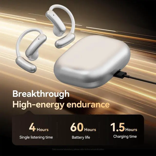 Alt view image 2 of 6 - Open Ear Headphones, Bluetooth 5.4 Wireless Earbuds with Mic, Lightweight Ear Hook Sports Headphones, LED Display Charging Case, IPX5 Waterproof for Running, Workout, Gym, Cycling(Silver)
