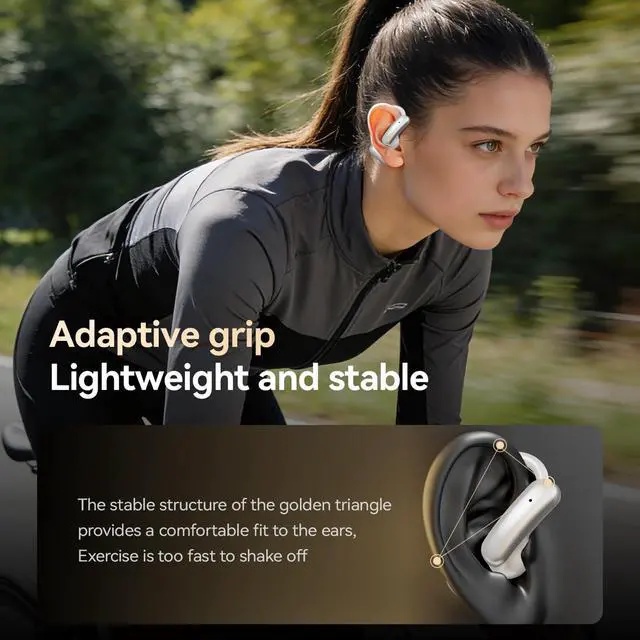 Alt view image 3 of 6 - Open Ear Headphones, Bluetooth 5.4 Wireless Earbuds with Mic, Lightweight Ear Hook Sports Headphones, LED Display Charging Case, IPX5 Waterproof for Running, Workout, Gym, Cycling(Silver)