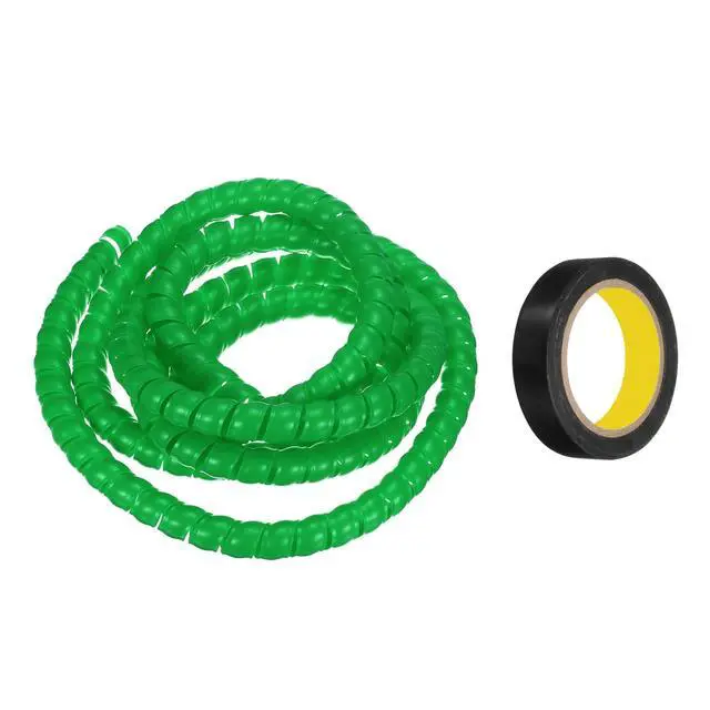 Alt view image 3 of 5 - Spiral Cable Wrap 9.8ft/3.0M 20mm Cable Management Sleeve PP Insulation Cord Organizer for Computer Wire Power Cable Gas Pipe Green with Tape