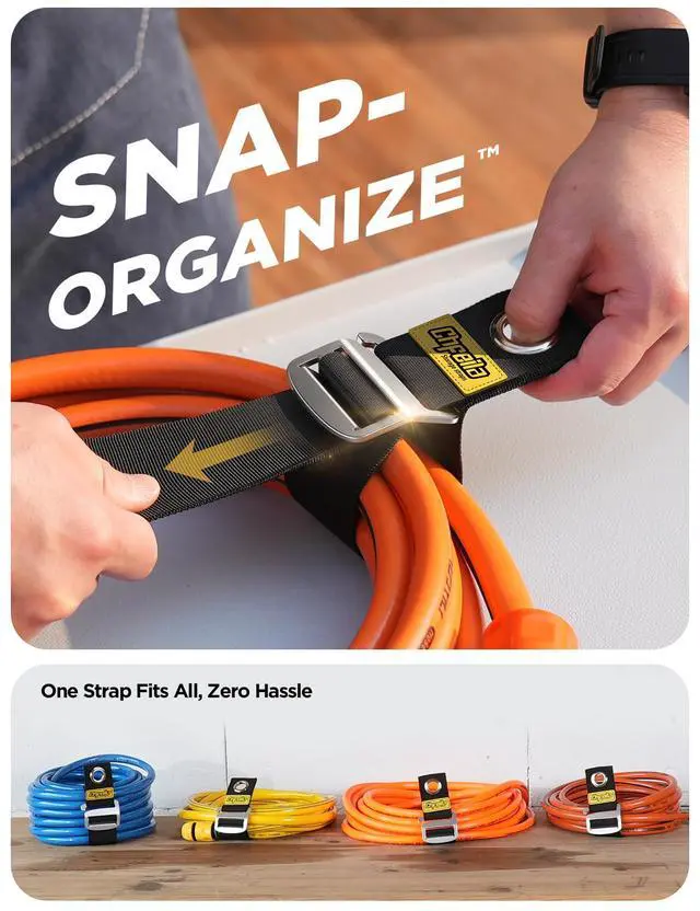 Alt view image 5 of 6 - 3Pack 18"Extension Cord Organizer, Gravity-Lock Holder for Workshop | Adjustable Extension Cord Holder, Heavy-duty Cable Straps for Garage Organization Gadgets RV Shed