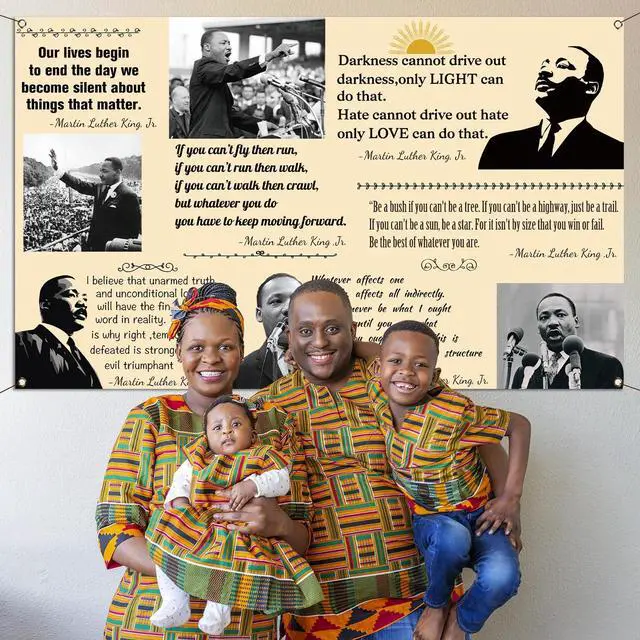 Alt view image 5 of 6 - Martin Luther King Jr. Day Photo Booth Backdrop for Bulletin Board Decorations History Famous Quote MLK Day Decor Inspiration School Classroom Wall Decor (5.9×3.6ft)
