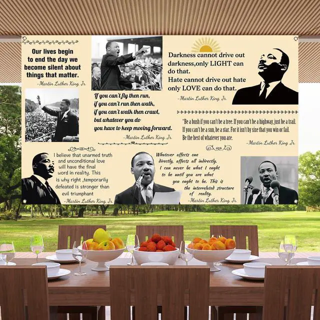 Alt view image 6 of 6 - Martin Luther King Jr. Day Photo Booth Backdrop for Bulletin Board Decorations History Famous Quote MLK Day Decor Inspiration School Classroom Wall Decor (5.9×3.6ft)