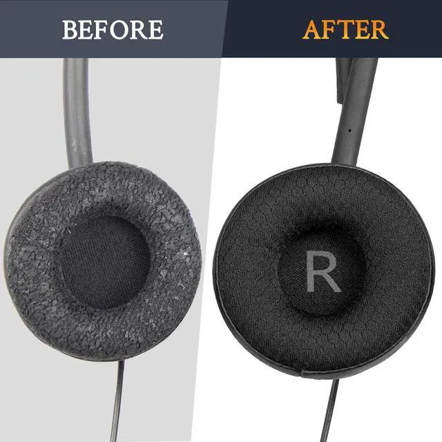 Alt view image 4 of 6 - 60mm Ear Pads Replacement for Plantronics HW510/HW520, Audio 310/345/476/628, Earpads for Poly Blackwire C210/C220/C310/C320/C325/C3200/C3210/C3220/C3225, Cushions with Durable Mesh Fabric