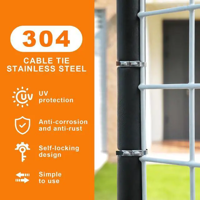 Alt view image 4 of 7 - Metal Zip Ties 11.8 Inch 304 Stainless Steel Zip Ties Multi-Purpose Self-Locking Double Headed Heavy Duty Cable Ties 300LBS for Exhaust Wrap, Machinery, Vehicles, Farms and Outdoor Fence 80 Pack