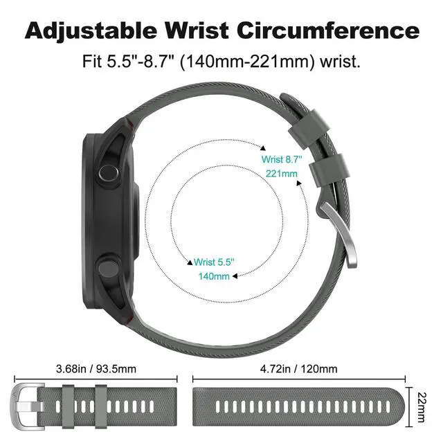 Alt view image 5 of 7 - Watch Band for Garmin Forerunner 255/265/Vivoactive 4/Venu 2 | 22mm Silicone Watch Bands for Garmin Vivoactive 4/Forerunner 255/265 Music/Venu 2