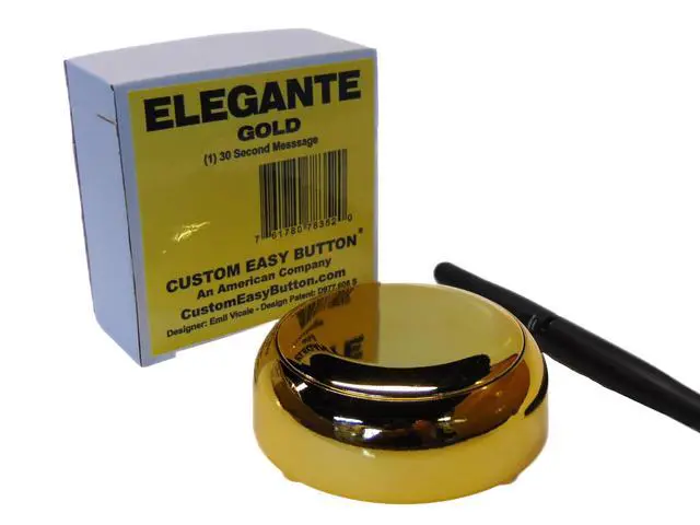 Alt view image 3 of 3 - Recordable Buttons: 30-Second Talking Voice Recorder. The Elegante Patented Design. by The Original ® (Gold Base/Gold Top)