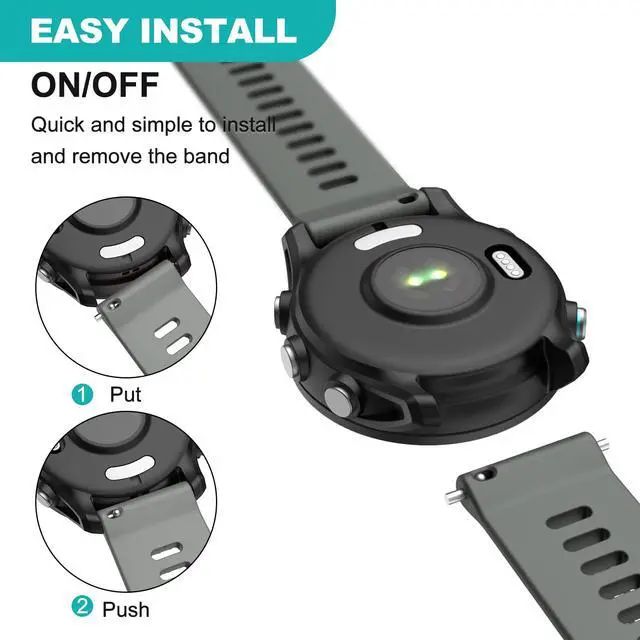 Alt view image 6 of 7 - Watch Band for Garmin Forerunner 255/265/Vivoactive 4/Venu 2 | 22mm Silicone Watch Bands for Garmin Vivoactive 4/Forerunner 255/265 Music/Venu 2