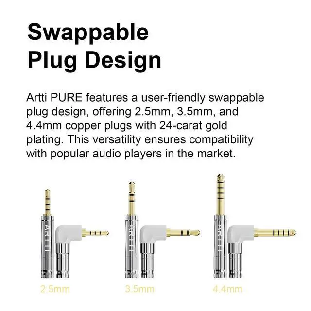 Alt view image 2 of 7 - A3 Pure Earphone Cable 2.5/3.5/4.4mm 3in1 Plug 4 Cores 288 Strands Silver-Plated 7N OCC Copper 2pin/MMCX/QDC Detachable Earbuds Cable, IEM Replacement Upgrade Cable (MMCX Straight)