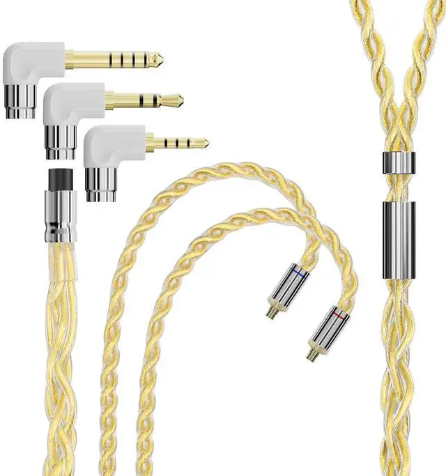 Main image of A3 Pure Earphone Cable 2.5/3.5/4.4mm 3in1 Plug 4 Cores 288 Strands Silver-Plated 7N OCC Copper 2pin/MMCX/QDC Detachable Earbuds Cable, IEM Replacement Upgrade Cable (MMCX Right Angle)