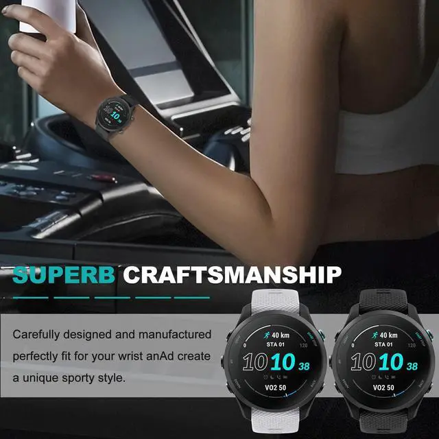Alt view image 7 of 7 - Watch Band for Garmin Forerunner 255/265/Vivoactive 4/Venu 2 | 22mm Silicone Watch Bands for Garmin Vivoactive 4/Forerunner 255/265 Music/Venu 2