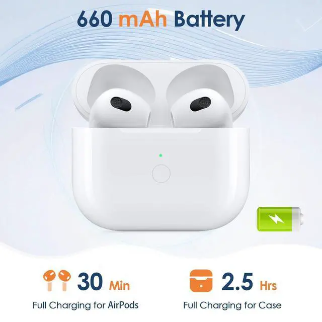 Alt view image 4 of 7 - Wireless Charging Case for Air Pod 3rd | Lightning Port, Bluetooth Pairing Sync Button, Built-in 660 mAh Battery, Replacement Case Only