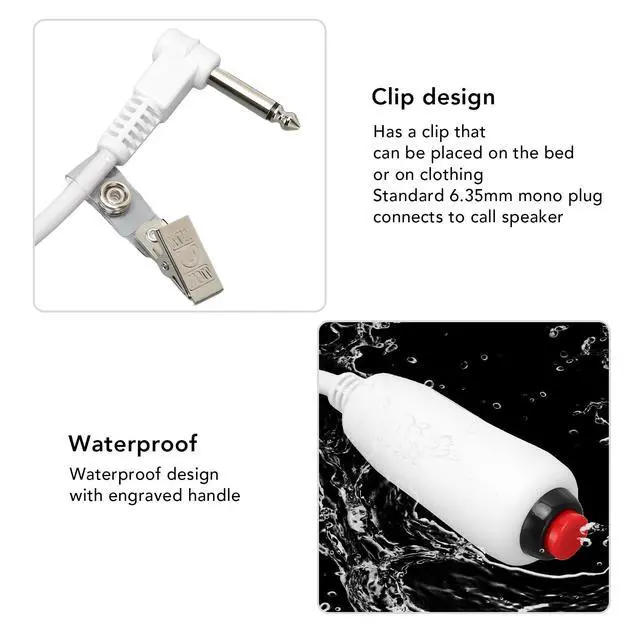 Alt view image 3 of 6 - Push Cord Nurse Call Cord with Clip, 9.8ft Long Push Cord Cable with Bed Sheet Clip with Bed Sheet Clip for Nurse Station, 6.35mm Interface Replacement Nurse Call