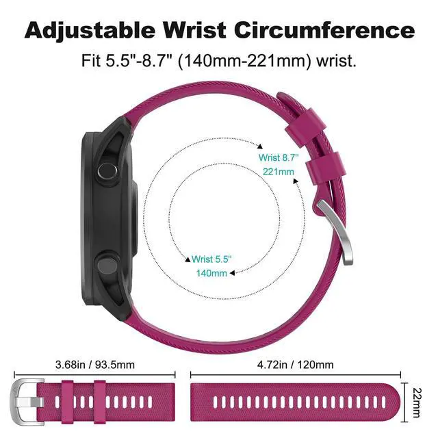 Alt view image 5 of 7 - Watch Band for Garmin Forerunner 255/265/Vivoactive 4/Venu 2 | 22mm Silicone Watch Bands for Garmin Vivoactive 4/Forerunner 255/265 Music/Venu 2