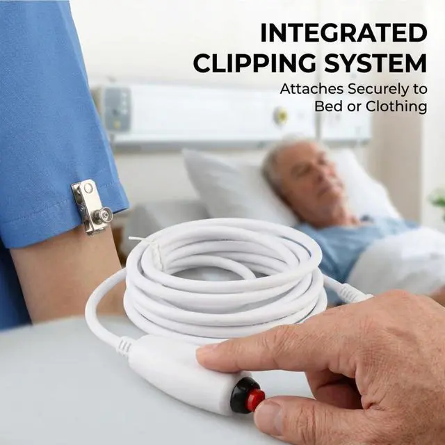 Alt view image 4 of 6 - Push Cord Nurse Call Cord with Clip, 9.8ft Long Push Cord Cable with Bed Sheet Clip with Bed Sheet Clip for Nurse Station, 6.35mm Interface Replacement Nurse Call