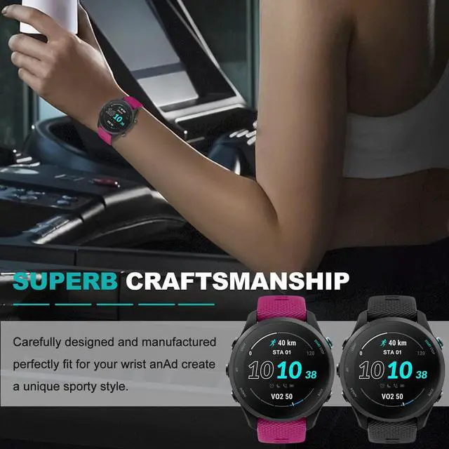 Alt view image 7 of 7 - Watch Band for Garmin Forerunner 255/265/Vivoactive 4/Venu 2 | 22mm Silicone Watch Bands for Garmin Vivoactive 4/Forerunner 255/265 Music/Venu 2
