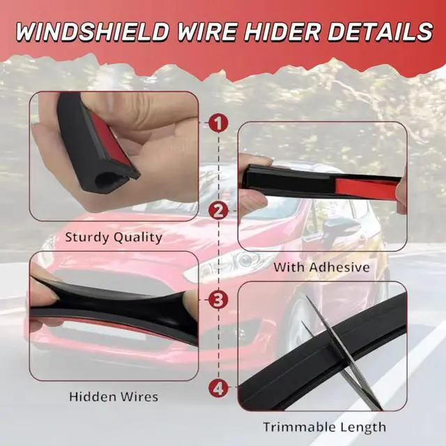 Alt view image 4 of 7 - 2 Pack Car Cable Wire Hider 6.56 Ft Adhesive Cord Concealer | Universal organizer hides vehicle wiring for roof rack light bars with strong adhesive backing and clean cable management