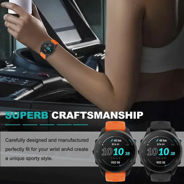 Alt view image 7 of 7 - Watch Band for Garmin Forerunner 255/265/Vivoactive 4/Venu 2 | 22mm Silicone Watch Bands for Garmin Vivoactive 4/Forerunner 255/265 Music/Venu 2