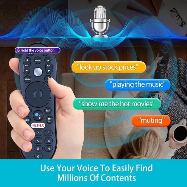 Alt view image 7 of 7 - R37023B Replacement Voice Remote Control for TiVo TDSTV+ Android TV | URC37023BA00