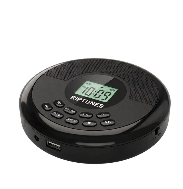 Main image of CD Player Portable Rechargeable Battery Bulit-in - Wireless, Dual Speakers Anti-Skip Protection - Compatible MP3 USB- Black