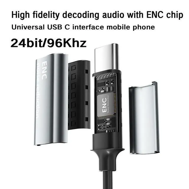 Alt view image 7 of 7 - Type C Wired Headphones Deep Bass Earbuds with Noise Cancelling,Magnetic | In-Ear Wired Earphones USB C Headset with Microphone,Stereo Heavy bass ear bud with Sport Ear Hooks,Magnetic Anti-Tangle