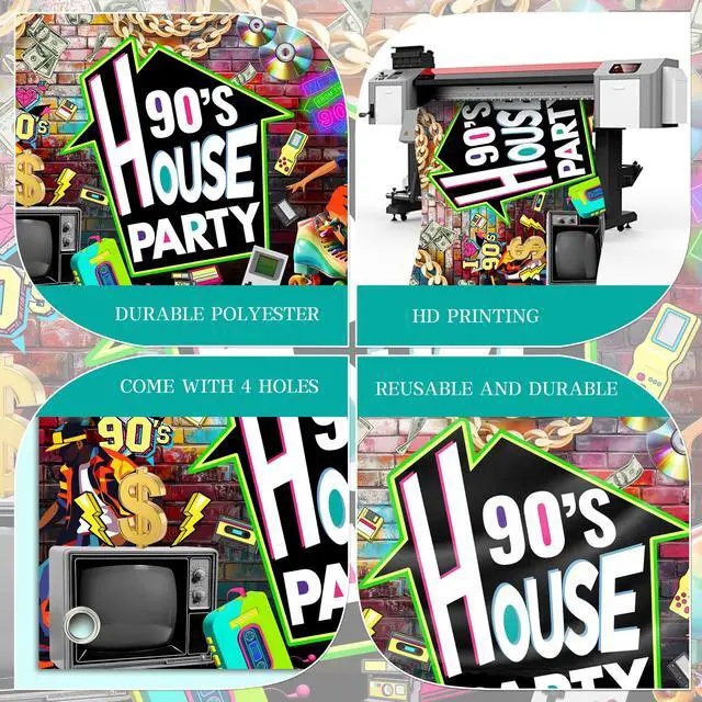 Alt view image 5 of 6 - Retro 90s Birthday Banner Graffiti Backdrop for 90s Themed Party Supplies Old School House Party Decorations for 30th 40th Birthday Graduation Throwback Party 98x65 Inch