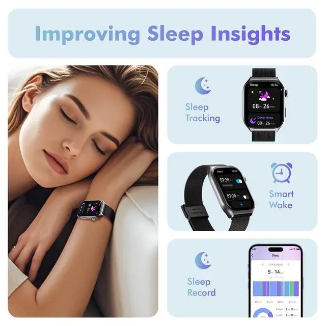 Alt view image 5 of 6 - Android Smart Watch for Women - 2.0",IP68 Waterproof Fitness Watches Bluetooth Call (Answer/Call),Heart Rate/Sleep/Pressure/Steps Monitor, Android & iOS,100+ Sports Trackers (Black(Milanese))