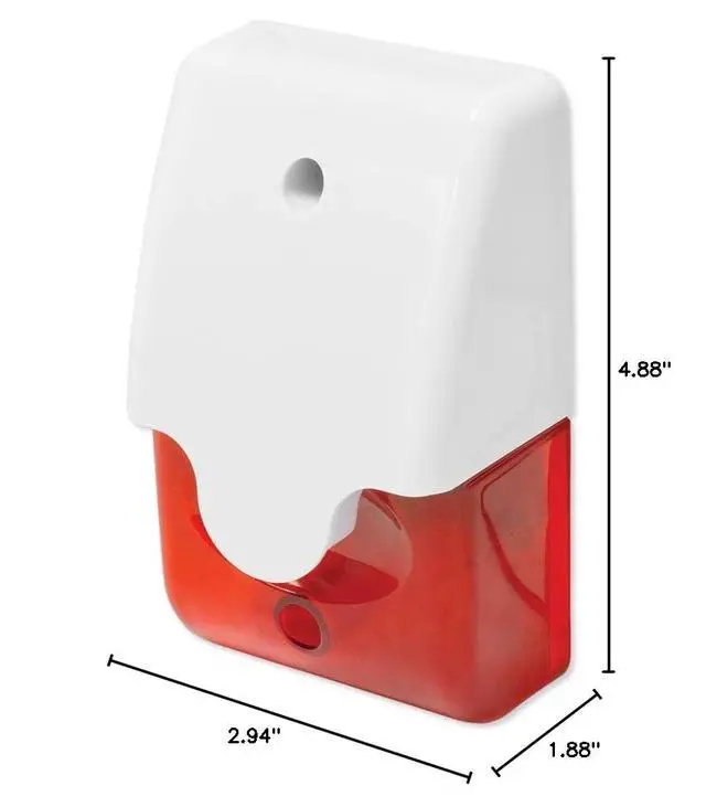 Alt view image 2 of 2 - Indoor/Outdoor 110dB Mini Siren w/ Red Strobe