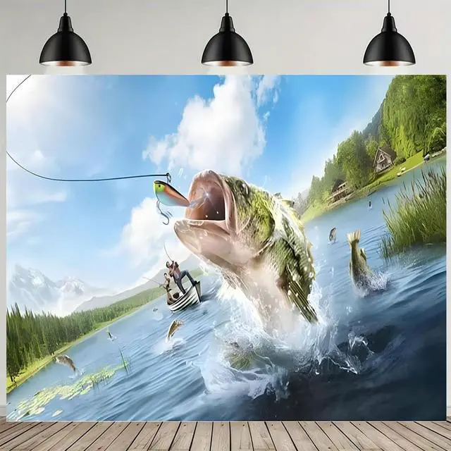 Main image of Summer Gone Fishing Happy Birthday Photography Backdrop (5x3FT) - Vinyl Material - Perfect for Parties, Events & Photography Studios