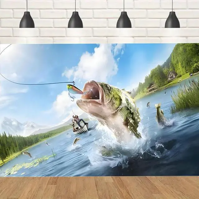 Alt view image 2 of 6 - Summer Gone Fishing Happy Birthday Photography Backdrop (5x3FT) - Vinyl Material - Perfect for Parties, Events & Photography Studios