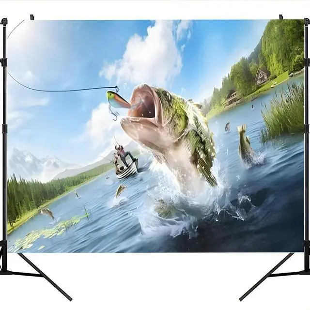 Alt view image 3 of 6 - Summer Gone Fishing Happy Birthday Photography Backdrop (5x3FT) - Vinyl Material - Perfect for Parties, Events & Photography Studios