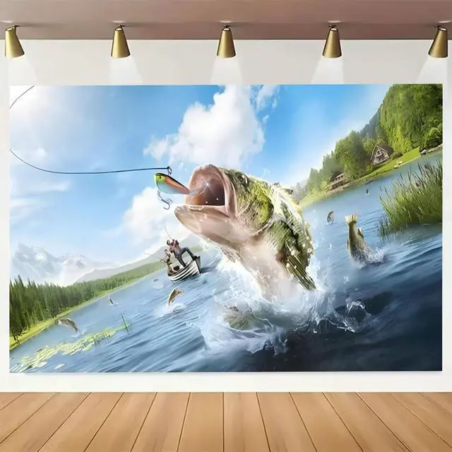 Alt view image 5 of 6 - Summer Gone Fishing Happy Birthday Photography Backdrop (5x3FT) - Vinyl Material - Perfect for Parties, Events & Photography Studios