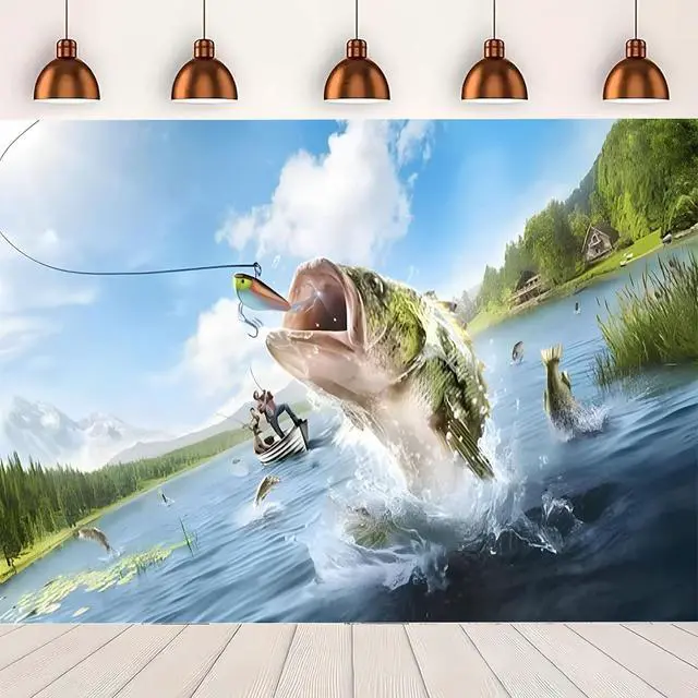 Alt view image 4 of 6 - Summer Gone Fishing Happy Birthday Photography Backdrop (5x3FT) - Vinyl Material - Perfect for Parties, Events & Photography Studios