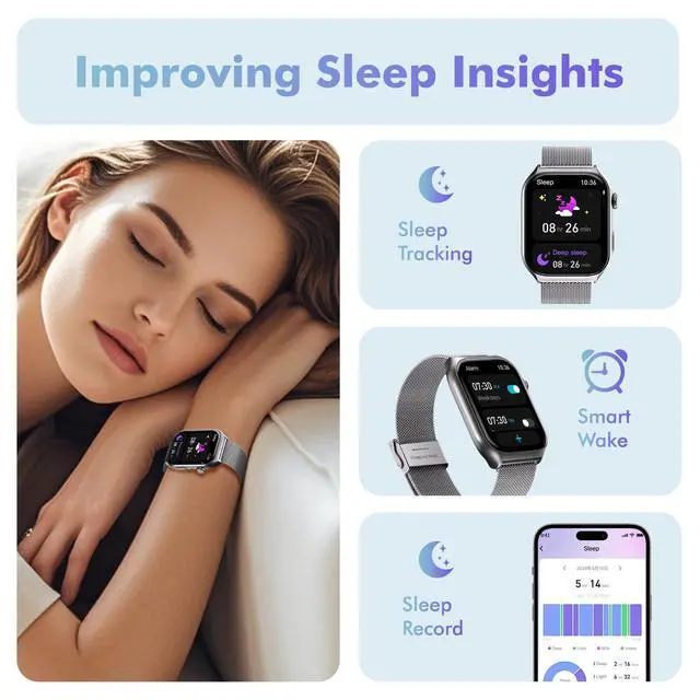 Alt view image 5 of 6 - Android Smart Watch for Women - Bluetooth Call,Compatible with Android & iOS2.0" HD, Heart Rate/Sleep/Step Tracker, 100+ Sports Modes,IP68 Waterproof Men Fitness Tracker (Silver(Milanese))