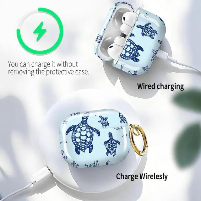 Alt view image 5 of 6 - for AirPods Pro 3 Case (2025)Cute Cover Compatible with AirPod Pro 3rd Generation with Rose Gold Keychain Headphone Cases for Women(Beautiful sea Turtle)