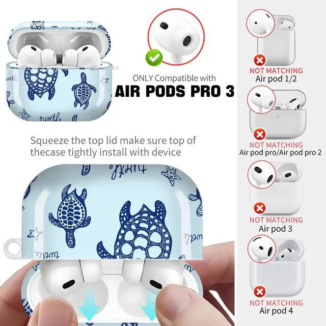 Alt view image 4 of 6 - for AirPods Pro 3 Case (2025)Cute Cover Compatible with AirPod Pro 3rd Generation with Rose Gold Keychain Headphone Cases for Women(Beautiful sea Turtle)