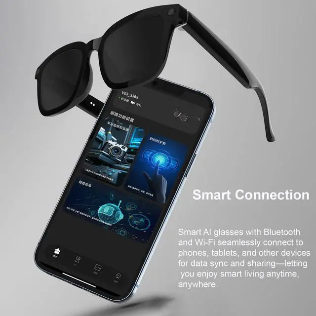 Alt view image 6 of 6 - Camera Sunglasses for Cycling, 1080P HD Recording Glasses for Outdoor Sports, Hands-Free Video Glasses with Voice Control & UV Protection, App Live Preview