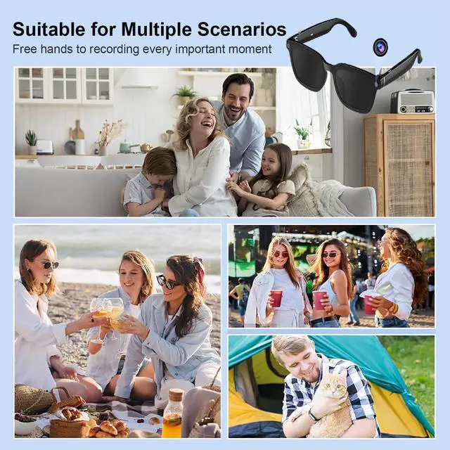Alt view image 5 of 6 - Camera Sunglasses for Cycling, 1080P HD Recording Glasses for Outdoor Sports, Hands-Free Video Glasses with Voice Control & UV Protection, App Live Preview