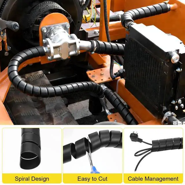 Alt view image 3 of 7 - 1 Pack Black Hydraulic Hose Protector - 12 Ft 1.6" OD Spiral Hydraulic Hose Wrap Cable Wrap Spiral for Wire Organizer, Heavy Duty PP Cord Sleeve
